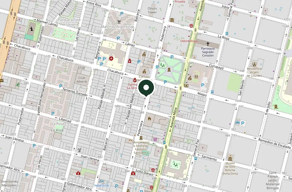 Mapa de la zona de Pedernera 972, Villa Mercedes